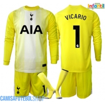 Camisa de time de futebol Tottenham Hotspur Guglielmo Vicario #1 Goleiro Replicas 3º Equipamento Infantil 2025-26 Manga Comprida (+ Calças curtas)
